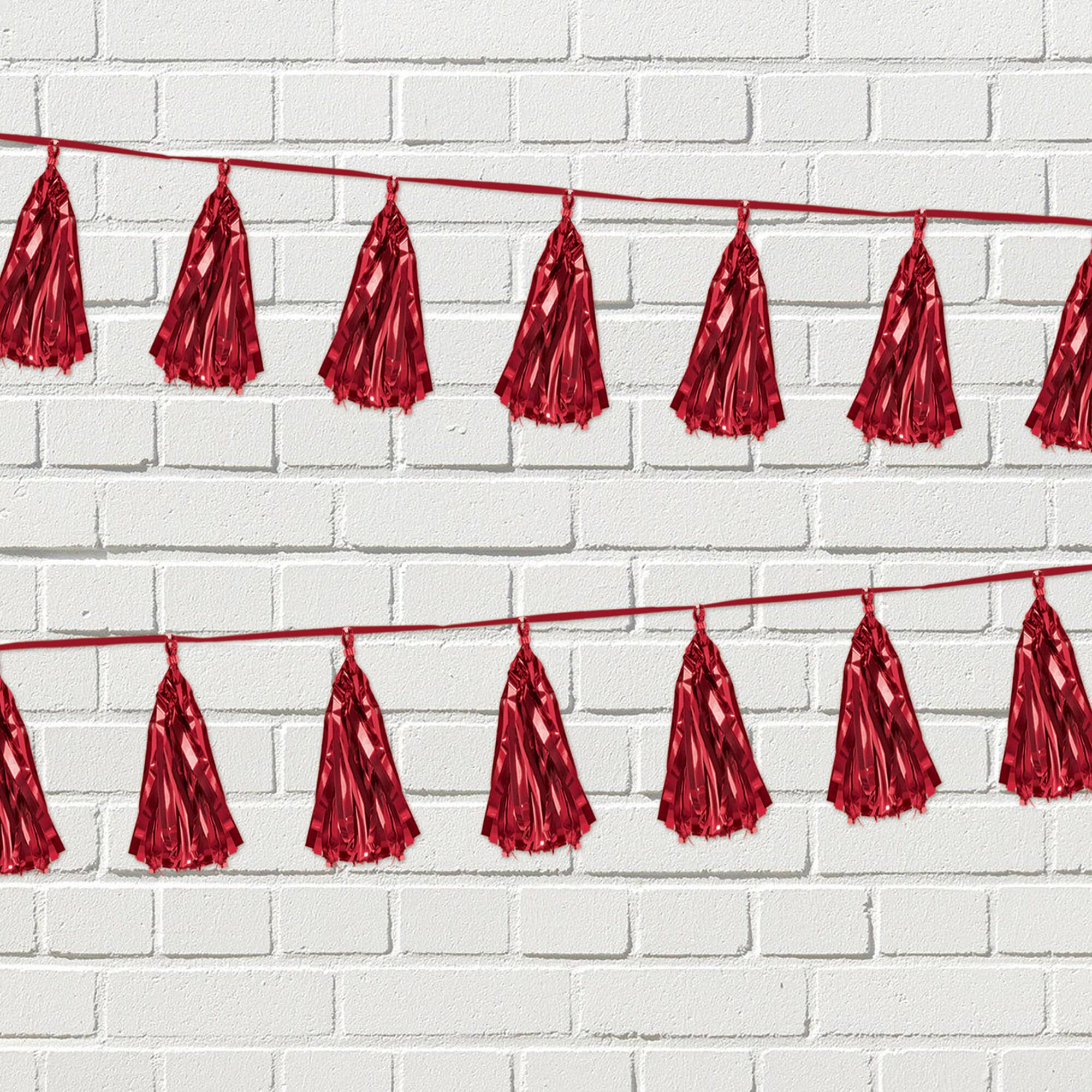 Beistle 8ft. Red Metallic Tassel Garlands, 2ct.